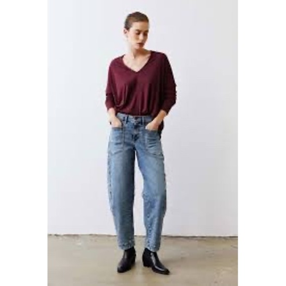 NWT RutiRibbed Dolman Long Sleeve Top XL Marsala Oversized V-Neck Lagenlook